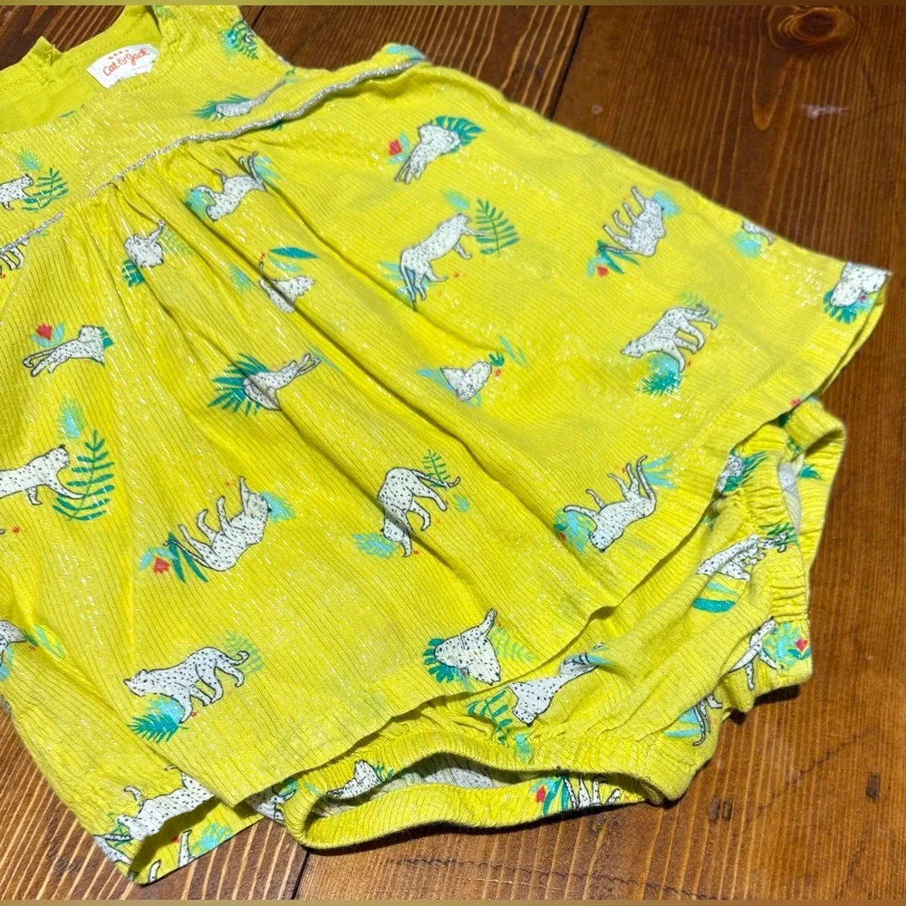 Chartreuse & Shimmer with Animal Print Cat&Jack Dress Size 12m
